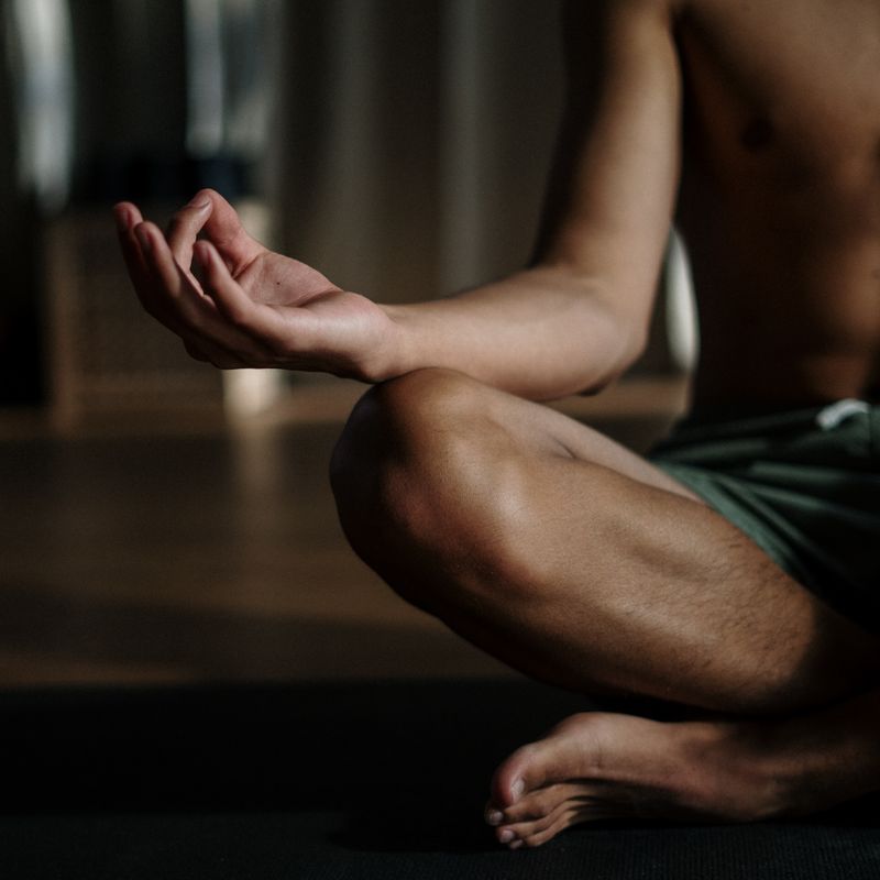 hands resting in a meditative mudra